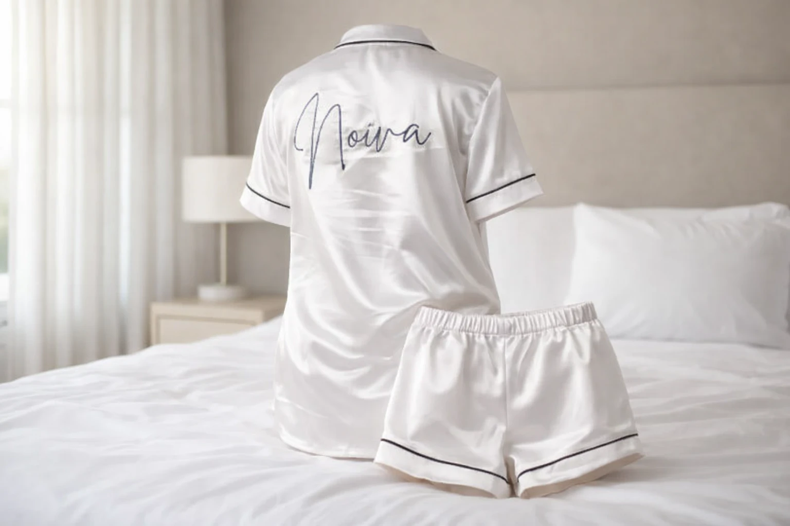 Pijama de Cetim Personalizado para Noivas: Luxo para o Dia Especial