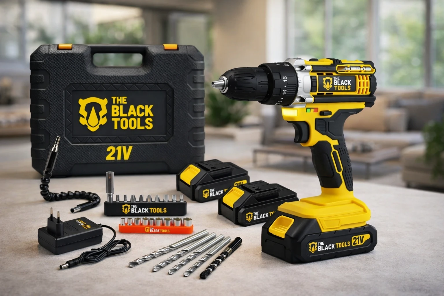 Parafusadeira Furadeira De Impacto The Black Tools Profissional TB-21PX 2 Baterias C/Maleta 60Hz