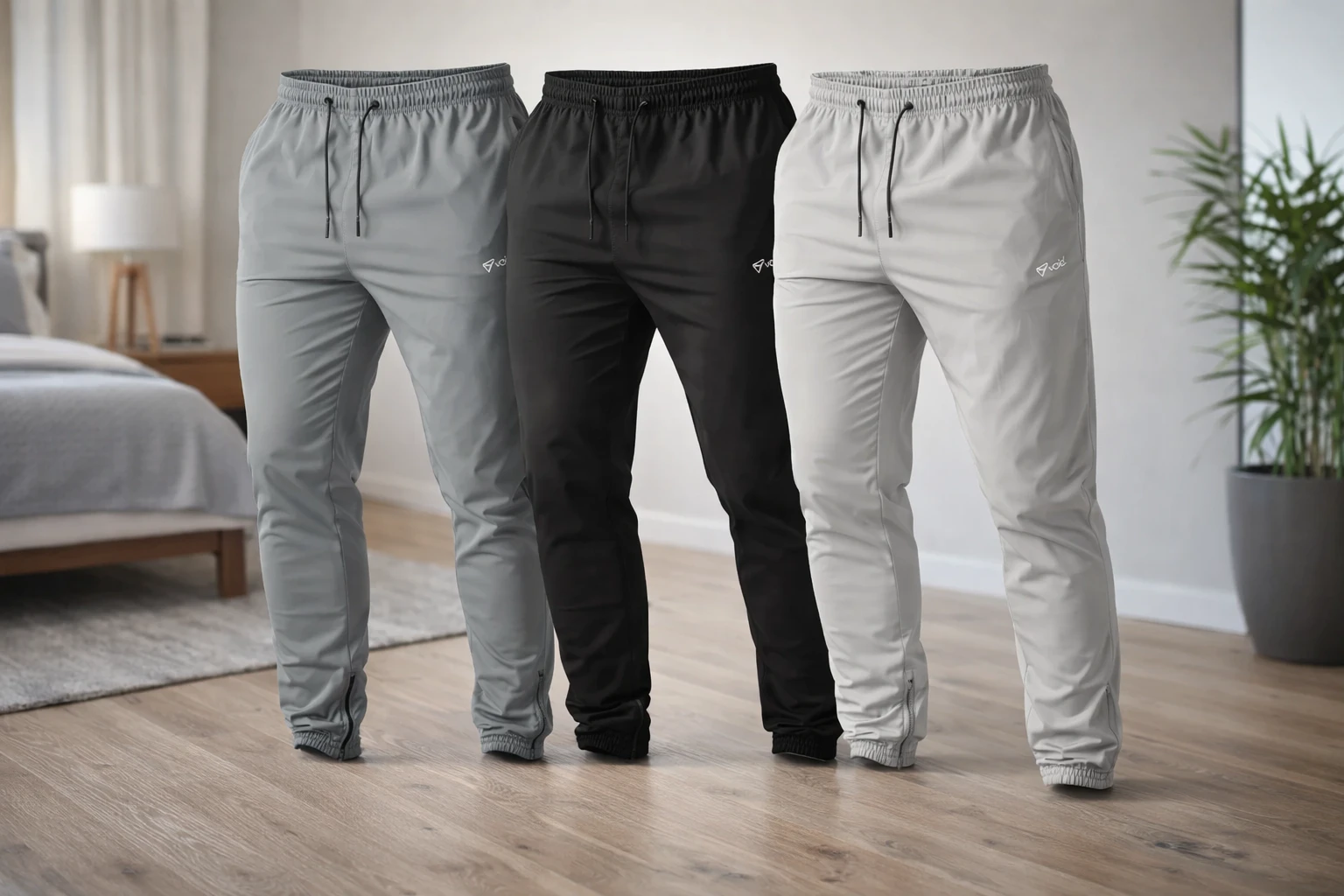 Kit 3 Calças Jogger Masculinas De Tactel Com Elastano Ziper