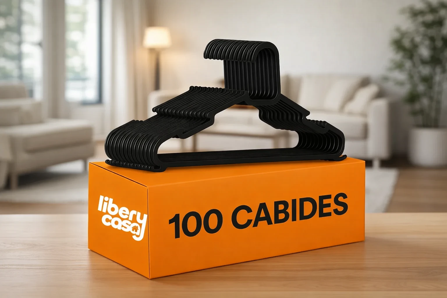 Kit com 100 Cabides de Plástico Pretos: Praticidade para Organizar Roupas