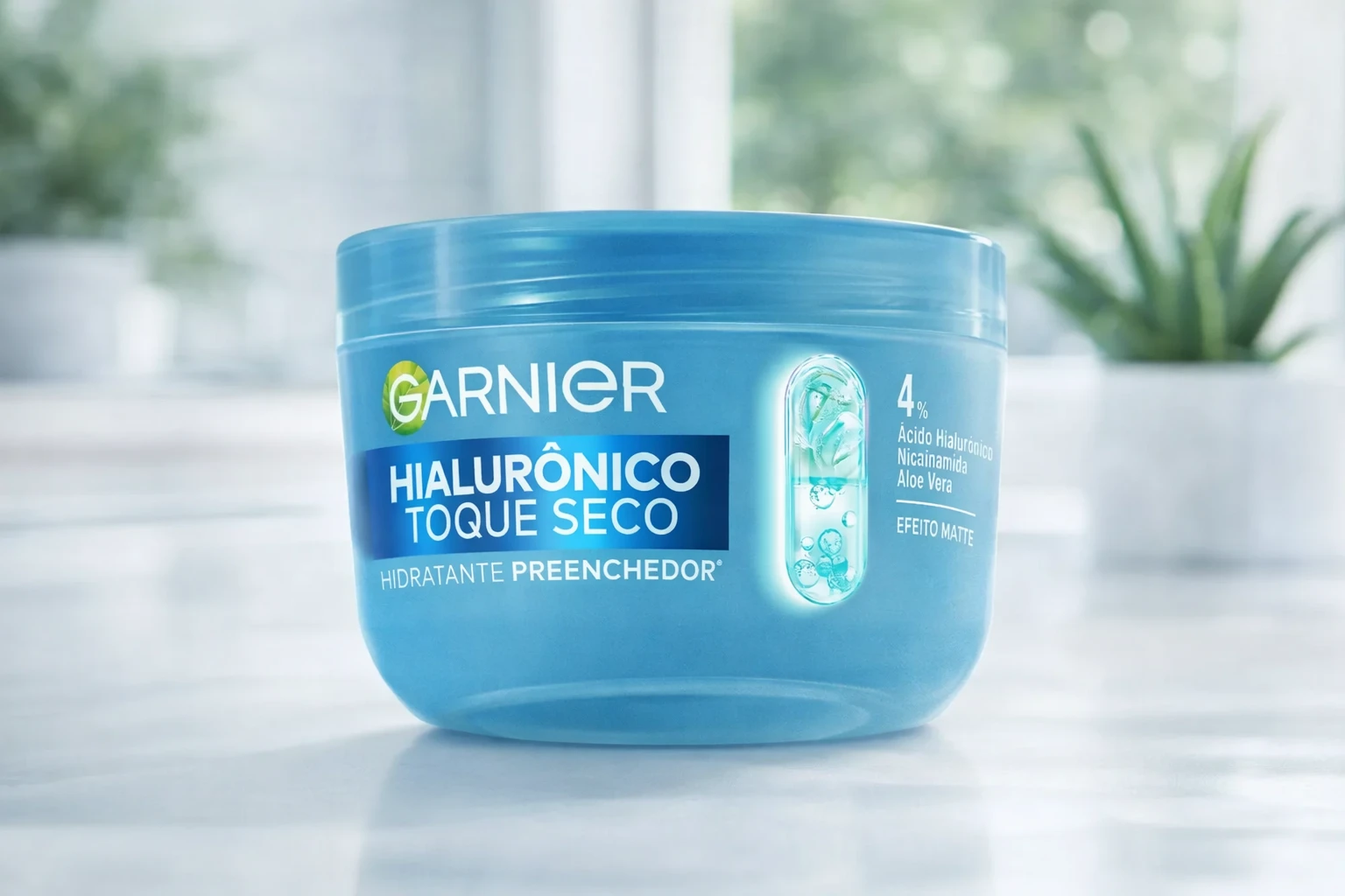 Gel Creme Hidratante Facial com Ácido Hialurônico para Peles Mistas e Oleosas