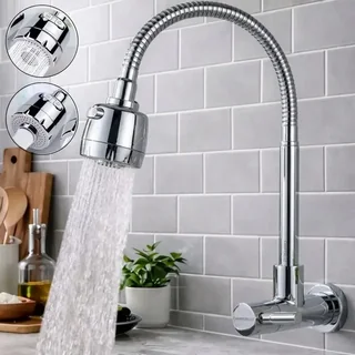 Torneira Gourmet Flexível Giratória Cozinha Pia Parede 2 Jatos Cromada - Marca Camperluz
