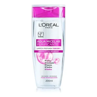 Água Micelar Solução de Limpeza 5 em 1 Limpa, Demaquila, Purifica, Suaviza e Reequilibra, L'Oréal Paris 200ml