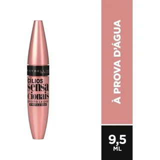 Máscara de Cílios À Prova d'Água, Efeito Leque Volume e Definição Longa Duração, Cor Preto Intenso, Cílios Sensacionais Maybelline NY 9,5ml