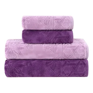 Jogo De Toalhas Banho Village Com 4 Peças Lilás E Roxo Buddemeyer