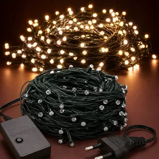 Cordão 200 Leds Pisca 20 Metros 8 Funções V8 Natal Fio Verde