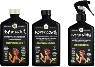 Lola Cosmetics Kit Morte Súbita – Shampoo + Condicionador + Spray Reparador C/3 para Recuperação dos Fios, Hidratação Intensa, Controle do Frizz, Brilho e Maciez