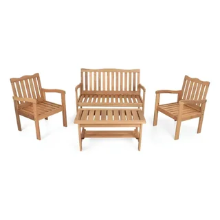 Conjunto Jardim Madeira Eucalipto 4 Peças Yescasa Mesa Centro