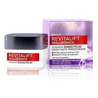 L'Oréal Paris Revitalift Hialurônico Creme Hidratante Facial Antirrugas Diurno, Reduz Linhas Finas 49g