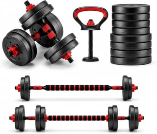 Halteres Ajustáveis Kit 6 em 1 até 10 kg com Barra Longa,