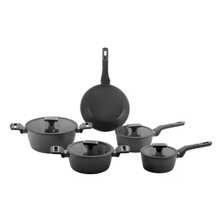 Jogo De Panelas Brinox Cerâmico 5 Pçs Carbon Ceramic Indução Cor Preto