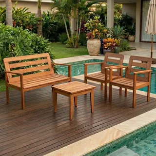 Conjunto Yescasa Jardim 1 Sofá 2 Poltronas E Mesa