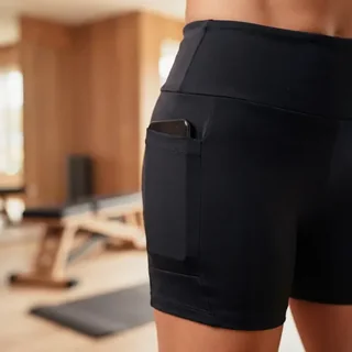 Short Fitness Academia Cintura Alta Mercado Livre Basics Preto Liso M