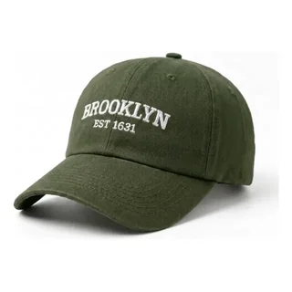Boné Strapback Retrô Brooklyn Bordado Aba Curva Fitão Casual Militar/branco Un