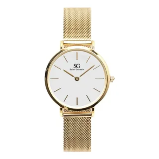 Relógio Feminino Dourado Chelsea Gold 32mm Fundo Branco Saint Germain