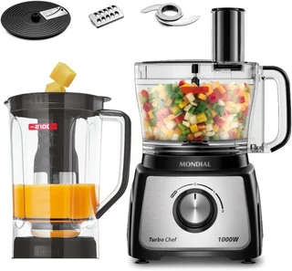 MONDIAL Multiprocessador Turbo Chef 5 em 1, Preto, 1000W, 220V - MPN-01-B