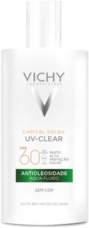 Vichy Soleil UV-Clear Protetor Solar Facial Antioleosidade e Antiacne Sem Cor, Toque Seco FPS 60, com Niacinamida e Ácido Salicílico, 40g