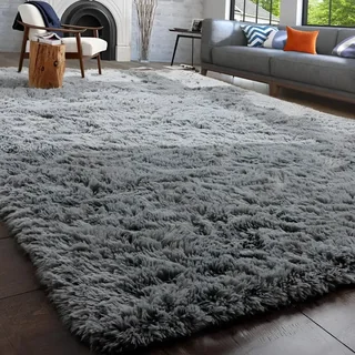 Tapete Decorativo Felpudo 2,00x1,50 Sala Quarto Escritório Cor Cinza
