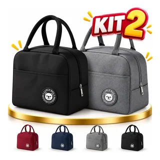 Kit 2 Bolsa Marmita Térmica Preto E Cinza
