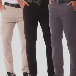Kit 3 Calça Masculina Sarja Slim Alfaitaria Esporte Fino