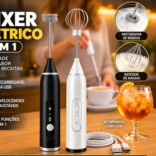 Mini Mixer Misturador De Bebidas Elétrico 2 Em 1 Portátil Recarregável