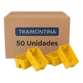 Kit 50 Caixa De Embutir 4x2 Luz Parede Tramontina Amarela