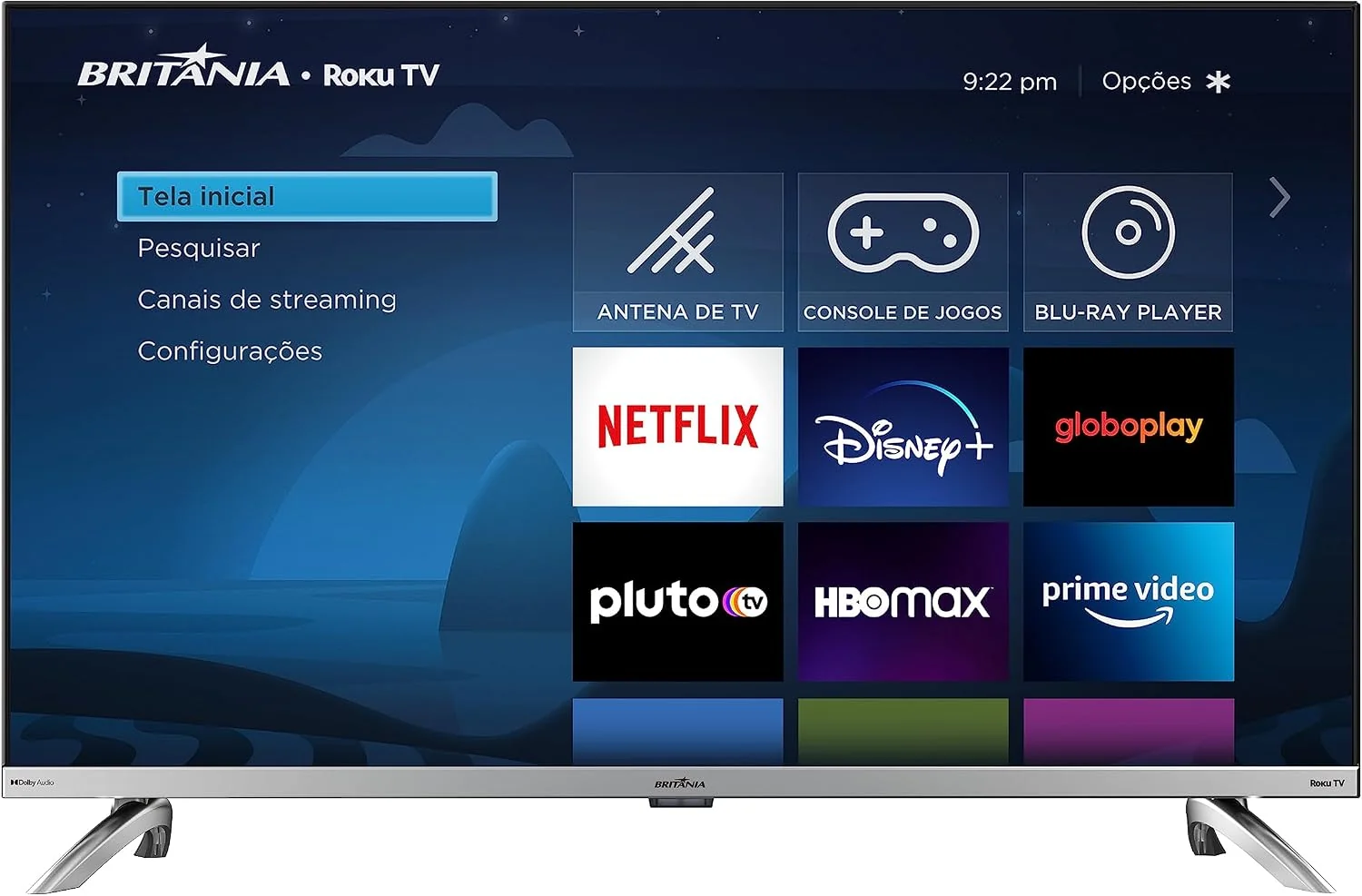 Fast Smart TV Britânia BTV32G7PR2CSBLH 32” Led Dolby Áudio