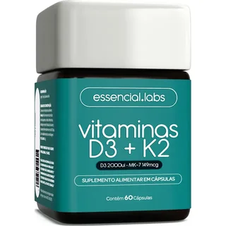 Vitamina D3 + K2 Menaquinona-7 - 60 Cápsulas