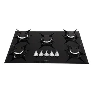 Cooktop Britânia BCT5P 5 Bocas a Gás Preto de Embutir Bivolt