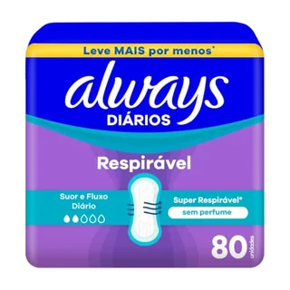 Always Protetor Diário Respirável Sem Perfume 80 Unidades