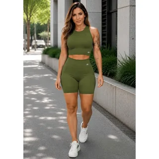 Conjunto Bermuda Feminino Academia Blackout Zero Transparenc *VARIAS CORES