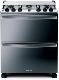 Fogão Brastemp 5 Bocas Duplo Forno Cor Inox Com Botões Removíveis E Exclusivo Aro Protetor - BFD5NCR 220V