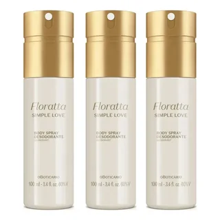 Combo Body Spray Floratta Simple Love 100ml Kit com 3 Unidades