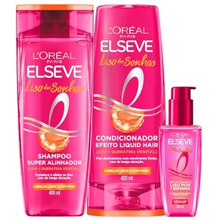 Shampoo e Condicionador L'Oréal Elseve, Kit com 2 Unidades | Efeito liso por 1 semana, blindagem contra umidade e controle de frizz por 72h