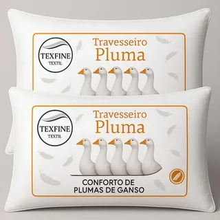 Kit 2 Travesseiro Pena Pluma de Ganso Sintetica 70cmX50cm Cor Branco