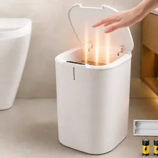 Lixeira Inteligente 16l Sensor Automático Tampa Touch Casa Cinza