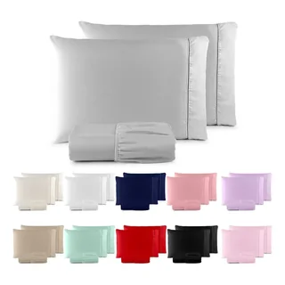 Jogo De Lençol 400 Fios Ponto Palito Cama Queen 3 Pçs