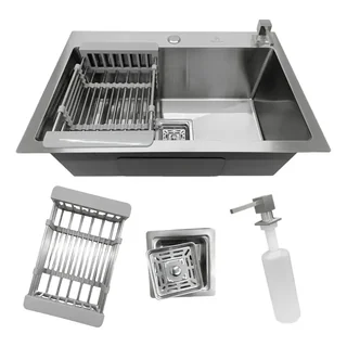 Cuba Pia Cozinha Gourmet Quadrada Aço Inox 304 60x40cm com Acessórios