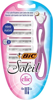 BIC Aparelho De Depilar Soleil Clic 3 Lâminas + 6 Cargas 968721 1 Unidade Yin Yang Lilás Pacote De 6
