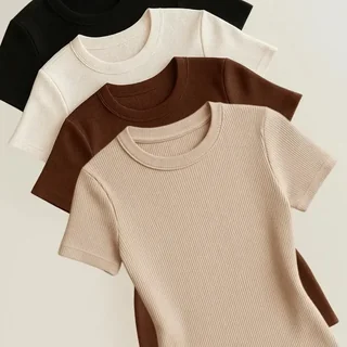 Kit 4 Blusas Feminina Ribana Canelado Estilosa Básica Casual