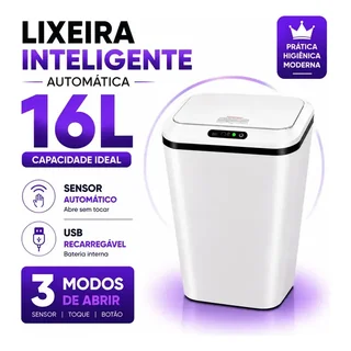 Lixeira Inteligente Automática 16L Sensor Infravermelho
