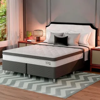 Cama Box Queen Modern Sigma com Colchão Molas Ensacadas Euro Pillow