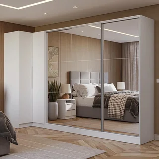 Guarda-roupa Modulado Neo + Guarda-roupa Royale 3 Portas de Correr de Espelho