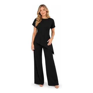 Conjunto Feminino Comfy Blusa Assimétrica E Calça Pantalona