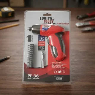 Parafusadeira Recarregável 3,6 V C/ 11 Bits Equipa Toolz Cor Vermelho/Preto