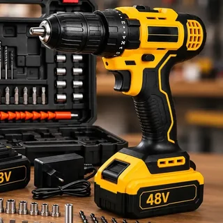 Parafusadeira Furadeira Impacto Sem Fio 2 Baterias 48V Profissional Bivolt Maleta Kit Completo