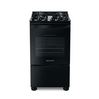 Fogão 4 Bocas Vidro Grade Dupla Bfo4vae Preto Brastemp
