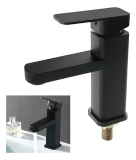 Torneira De Banheiro Quadrada Preta Com Furo Único Pintada Preto Processo De Pintura