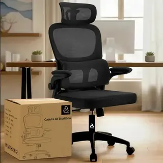 Cadeira de Escritório Sweet Studio Ergonômica Preta, com Apoio de Cabeça e Suporte Lombar