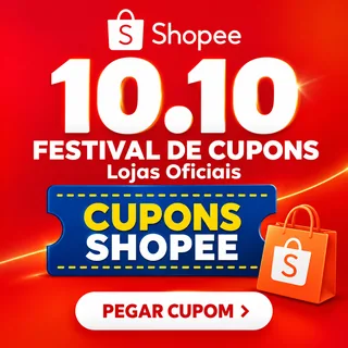 Aproveite o 10.10 da Shopee! Confira cupons e ofertas das Lojas Oficiais para economizar nas suas compras.
